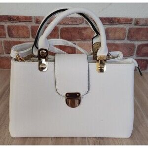 Dasein Women's Purse Handbag White Vegan Leather Top Handle Shoulder Strap NWT